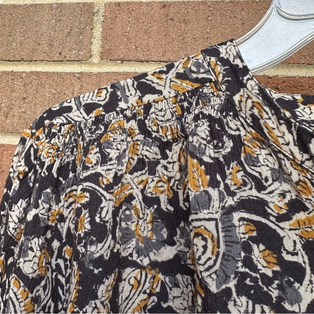 Faherty Everleigh Top in black paisley button-front blouse size XS extra small - Picture 6 of 10